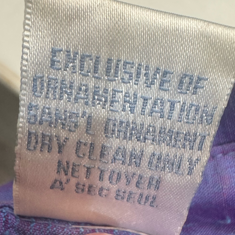 Bleu Bayou Purple Dupioni Silk Blouse Black Hand Beaded Embroidered Palms Size L - Picture 8 of 8